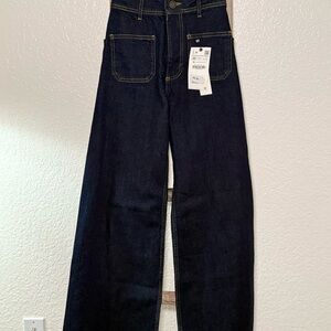 Zara Dark Indigo Wide Leg Jeans